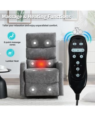Heat Massage Manual Recliner Chair with Rocker and Swivel