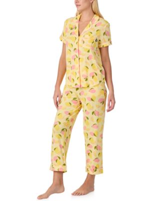 Sleepwear Short-Sleeve Modal Jersey Notch Collar Cropped PJ Set