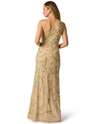 Women's One-Shoulder Beaded Gown
