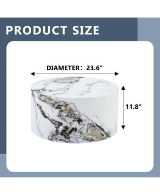 Simple Marble Texture Round MDF Coffee Table (23.6" x 11.8)