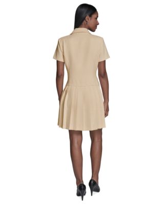 Women's Textured Pleated Shirt Dress