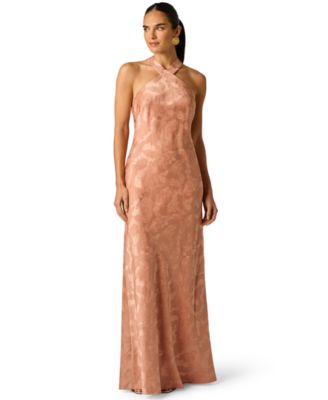 Women's Halter Neck Tail Woven Ball Gown