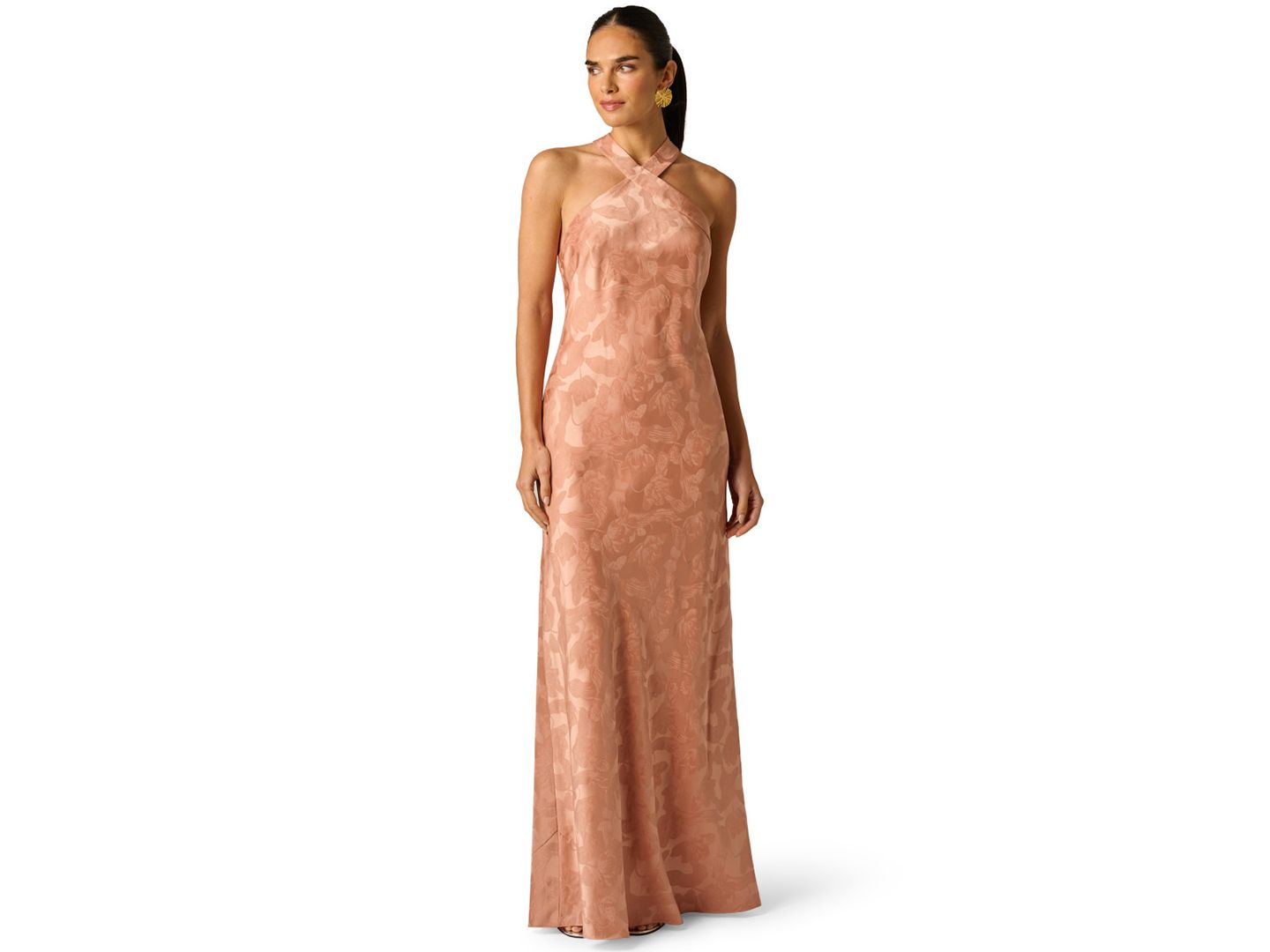 Женское платье Adrianna Halter Neck Tail Woven Ball Gown, цвет: Мокко латте — фото 1