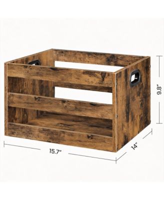 Vinyl Record Storage Crate - 40 Record Capacity, Rustic Brown, Multifunctional