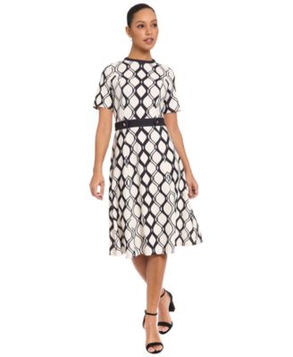 Women's Geometric Print Belted Dress