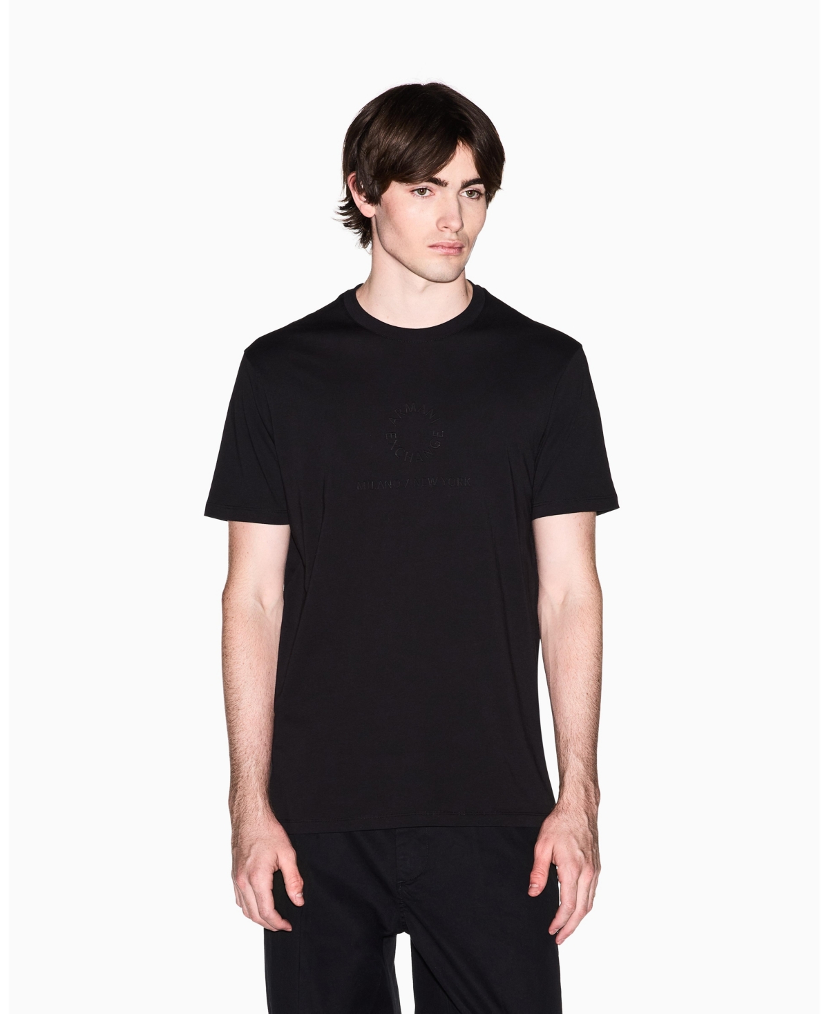 A|X Armani Exchange Men's Short Sleeve Tonal Circle Logo T-Shirt - Black