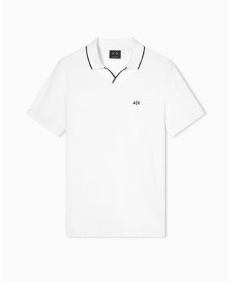 Men's Short Sleeve Pique Johhny Collar Polo Shirt with Tipping