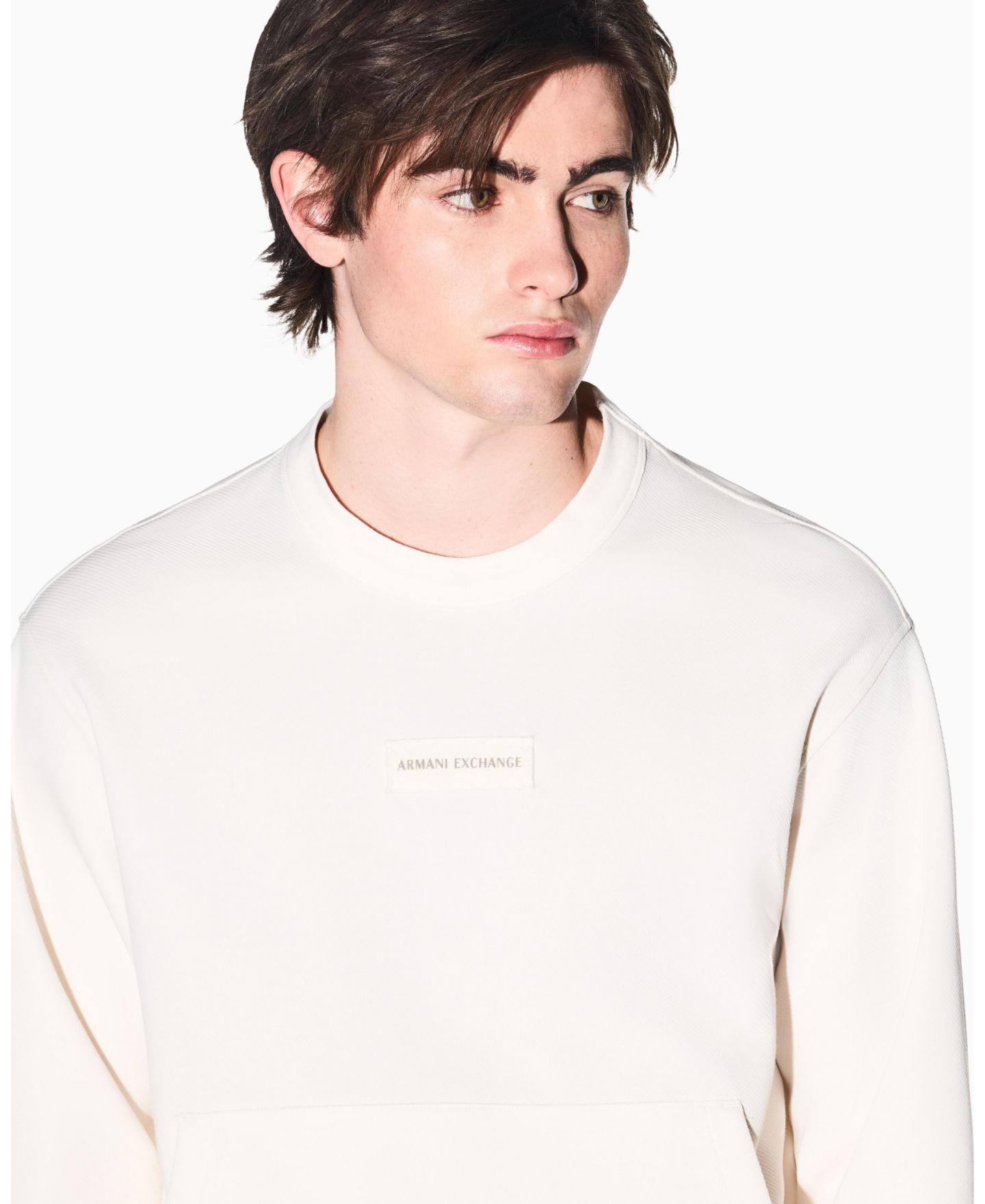 Мужские толстовки A|X Armani Exchange White Edition Logo Crewneck, цвет: Кремовый — фото 5