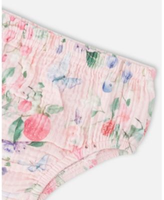 Baby Girls Cotton Muslin Dress and Bloomer Set Pink Printed Berries