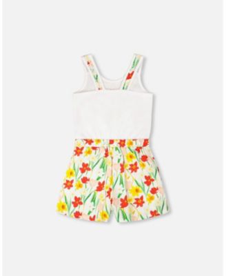 Toddler Girls Jersey and Viscose Romper White