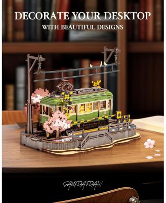 3D Wooden Puzzles for Adults-Sakura Journey Tram, Model Car Kits Building Set for Adults, DIY Hobby Craft Kits Creative Gift