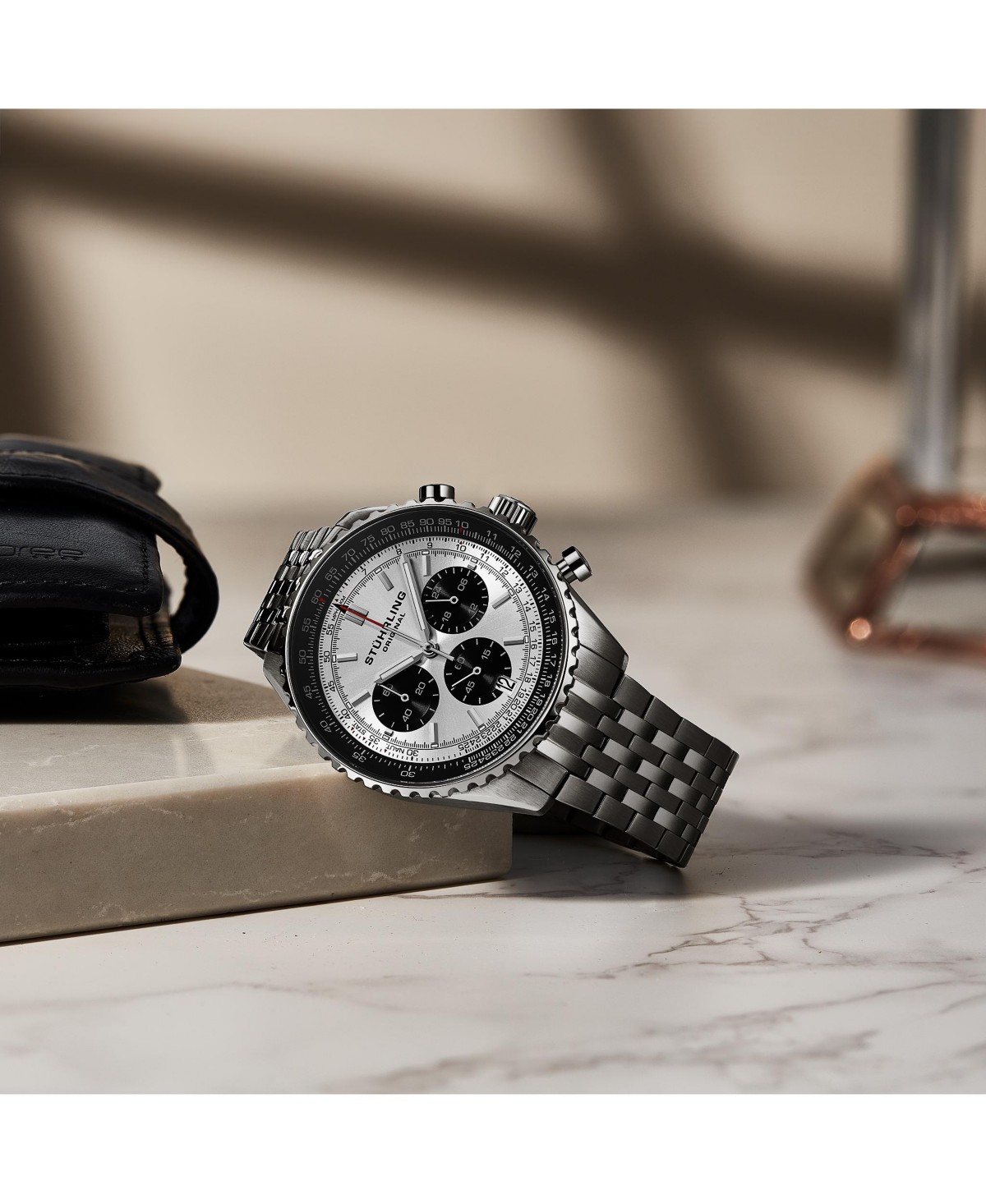 Мужские часы Stuhrling 1010B кварцевый хронограф 42мм сталь — фото 1