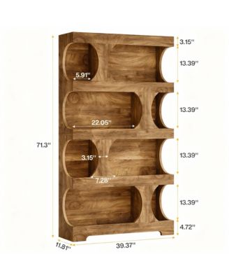 4-Shelf Bookcase with Asymmetrical Design for Home Office or Living Room