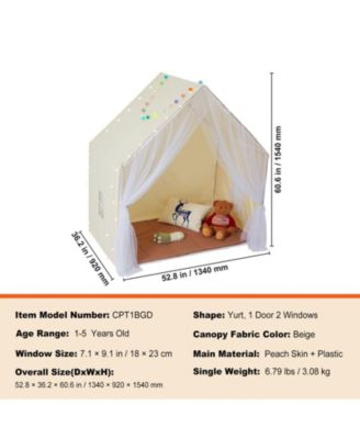 Kids Yurt Play Tent with Mat & Lamp, Indoor Outdoor