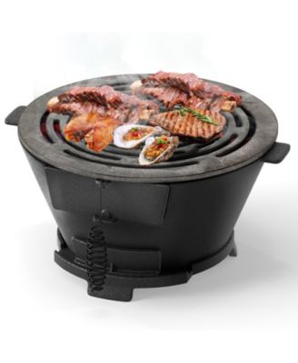 12 Inch Double-Sided Grate Round Hibachi Grill Outdoor Portable Charcoal Stove