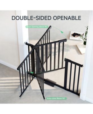 Pressure-Mounted Baby and Pet Safety Gate with Auto-Close, Dual-Lock Handle and Accessible Ramp