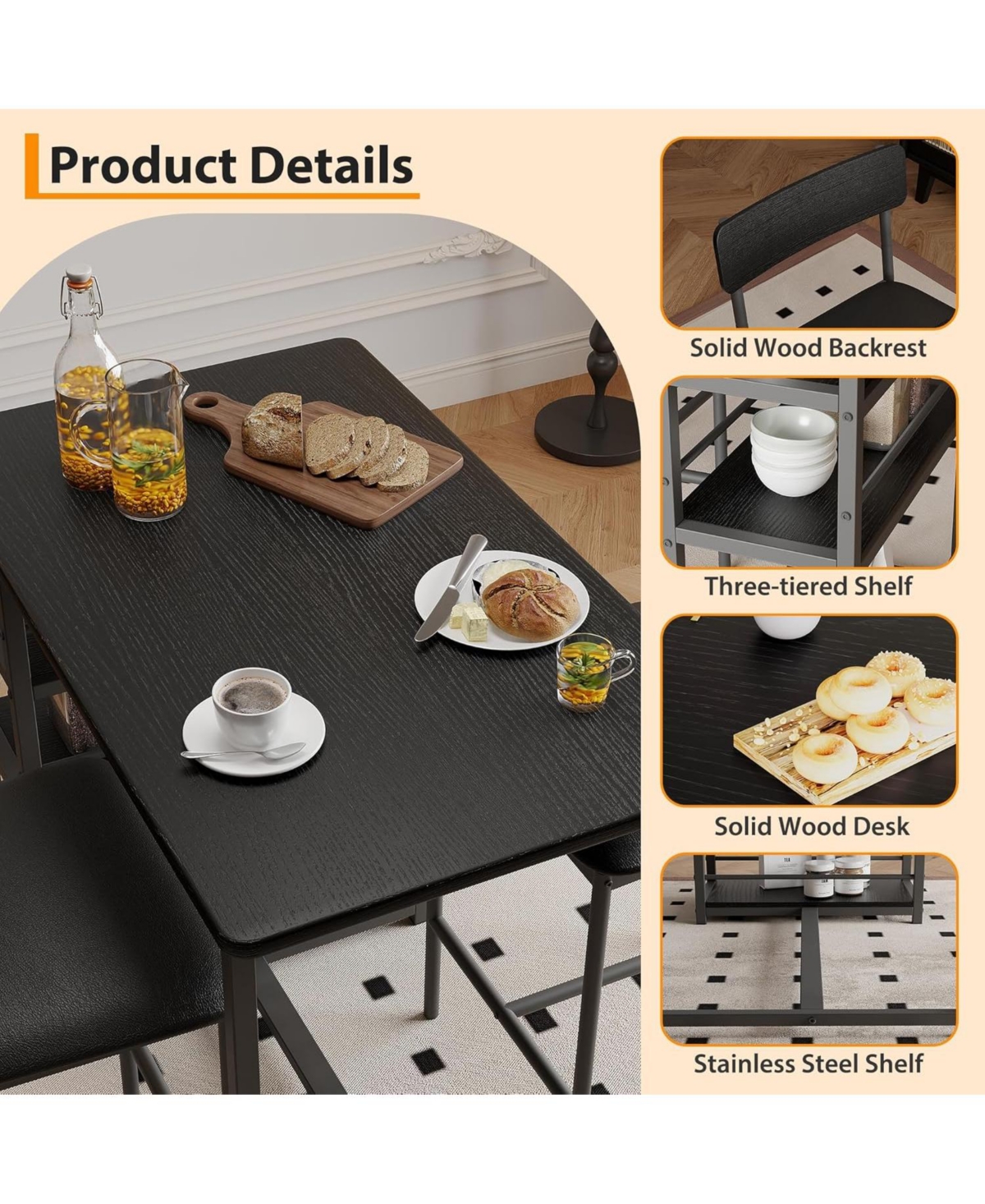 Gaomon Kitchen Table Dining Table Set for 2 36 Inch High Top Kitchen Table Set