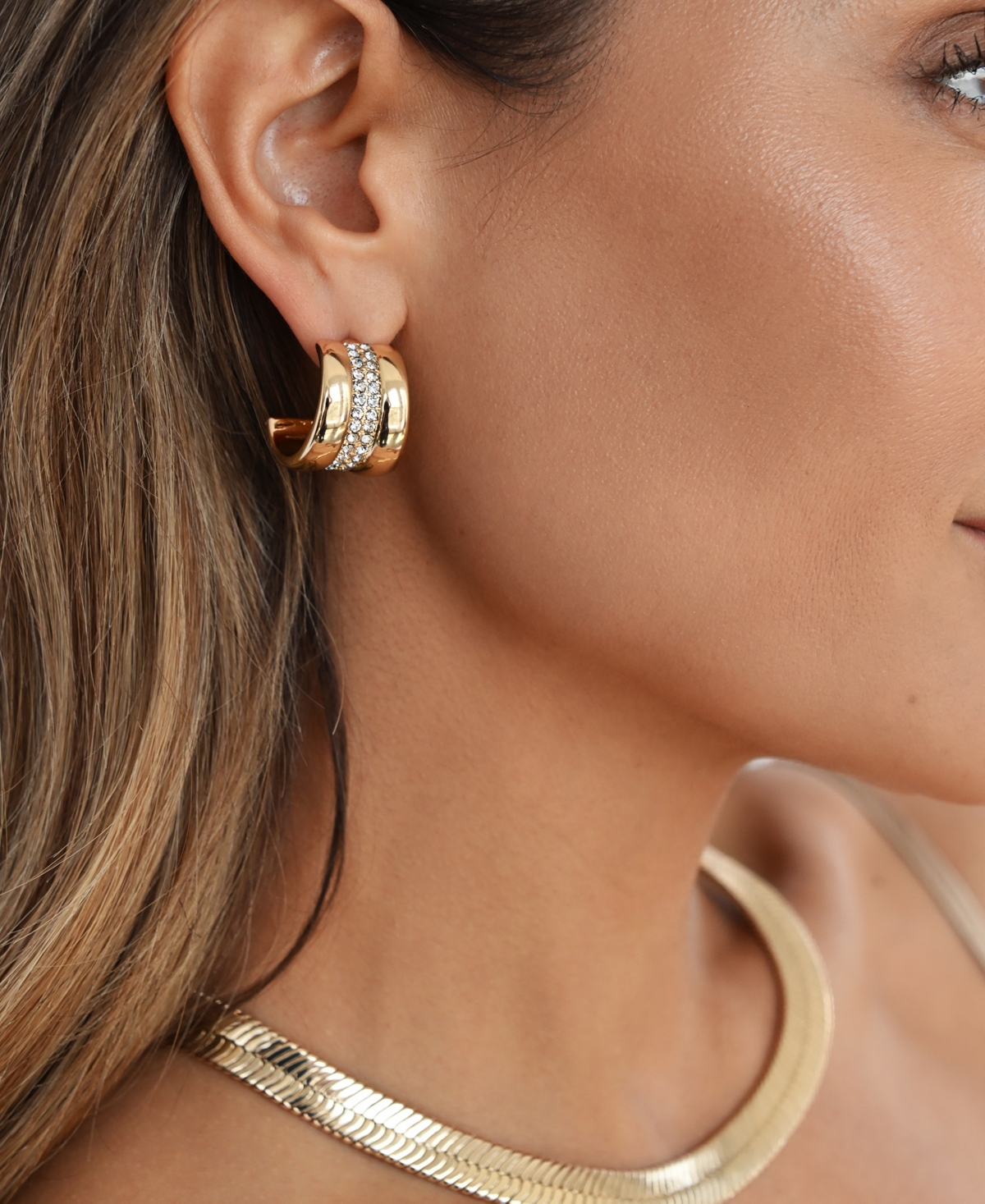 Ettika Pave Center Hoop Earrings