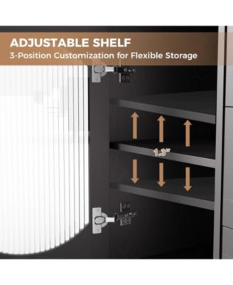 Sideboard Buffet Cabinet with Storage, Buffet Cabinet with Fluted Glass Sliding Doors and Drawers, Sideboard for Kitchen