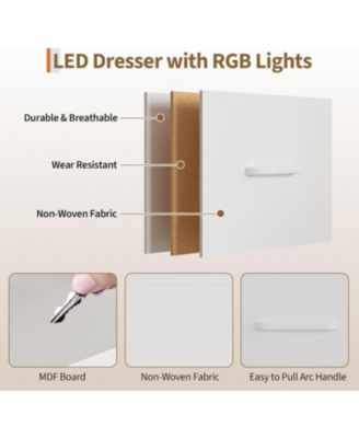 49.2" w Dresser with Hanging Rack & LED Lights, 6-Drawer Closet Organizer with Charging Station, Tall Storage Tower for Bedroom