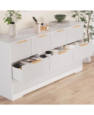 Fluted Dresser for Bedroom with 10 Drawers, 59" Wide Modern Chest of Drawers with Wood Frame , Storage Organizer