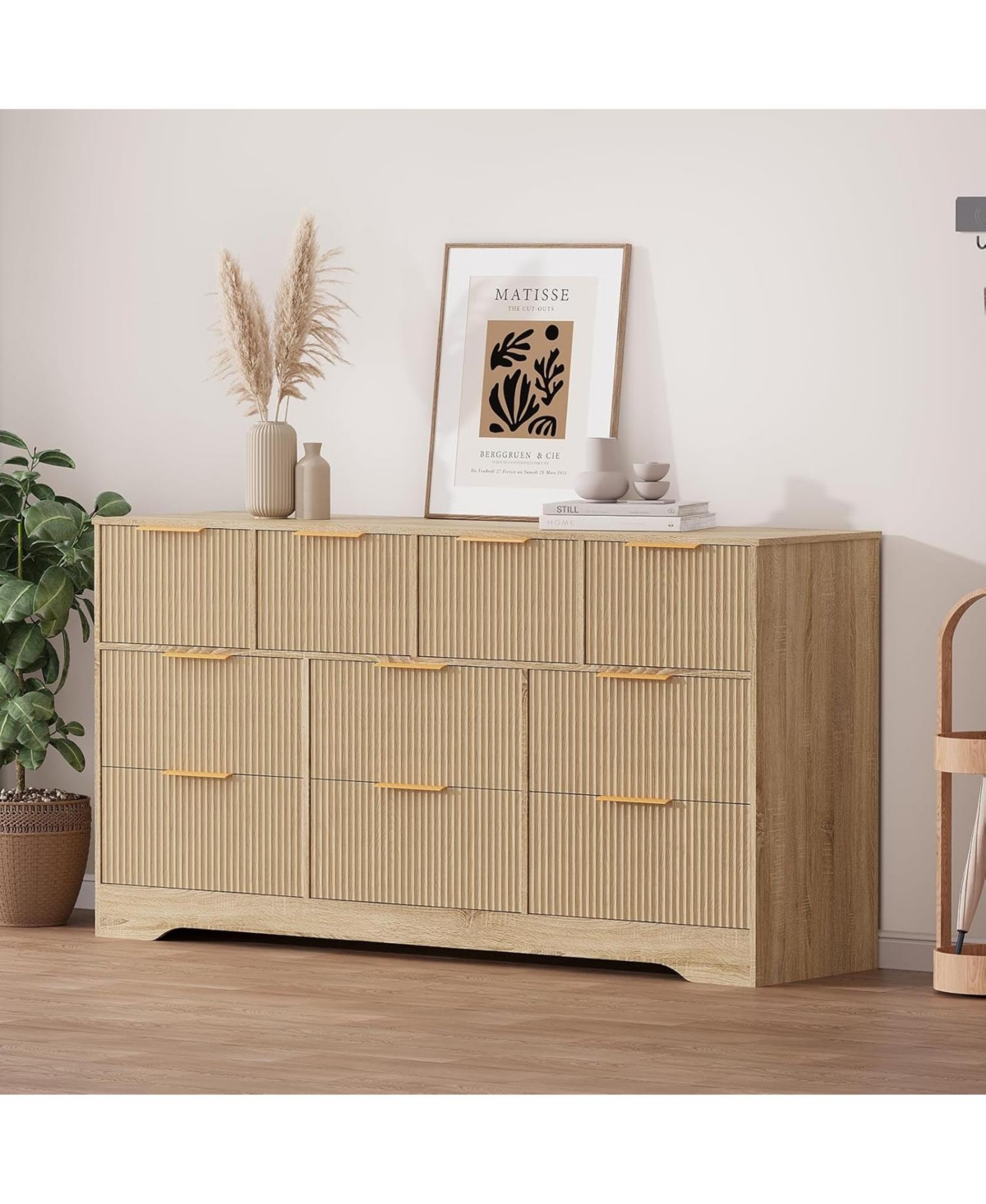 gaomon Fluted Dresser for Bedroom with 10 Drawers, 59" Wide Modern Chest of Drawers Wood Frame , Storage Organizer