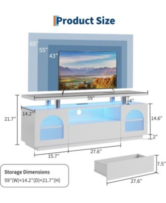 TV Stand for 65 Inch TVs, LED Modern Entertainment Center with Large Drawer & Adjustable Shelves, Media Console with Power Outlet