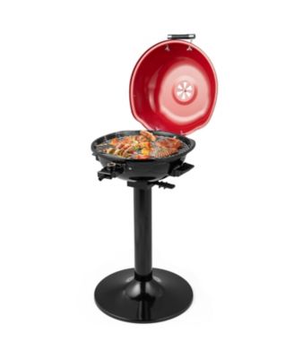 1600W Electric BBQ Grill with Removable Non-Stick Warming Rack-Red