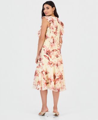 Petite Printed Ruffle-Sleeve Dress