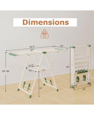 Clothes Drying Rack with Height-Adjustable Wings, Folding Laundry Rack