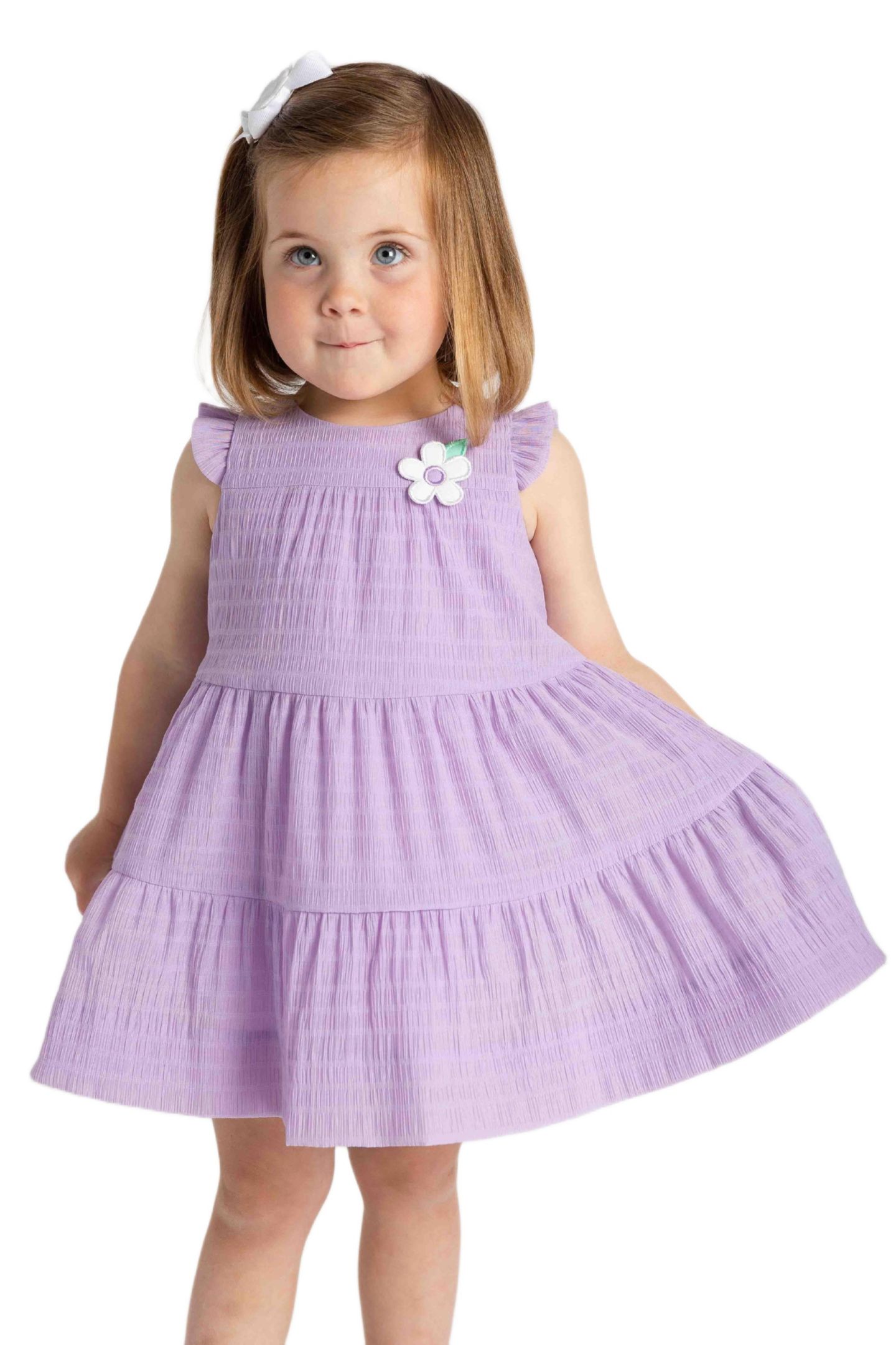 Платье Florence Eiseman Crinkle Lawn Dress With Flower для девочек, цвет: Фиолетовый — фото 4