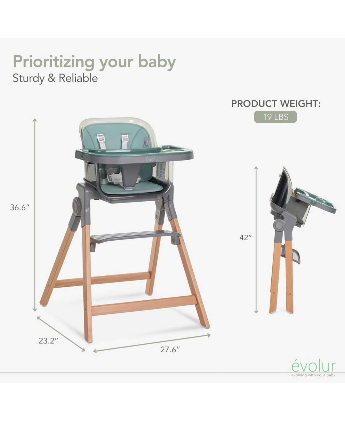 Evolur Toddler TinyThrone 2-in-1 Highchair Grapefruit Pink High Chair Converts into Booster Seat & Adult Stool, Removable Tray and Easy to Clean