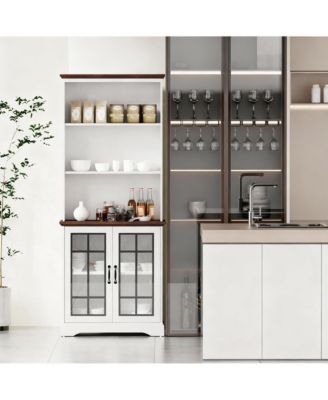 5-Tier Adjustable Storage Bookshelf with Cabinet-Adjustable 72" Tall bookcase for Living Rooms and Offices