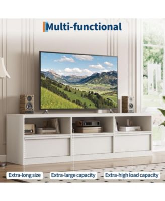 Mid-Century TV Stand for 65–75" TVs, Industrial Entertainment Center with 3 Drawers