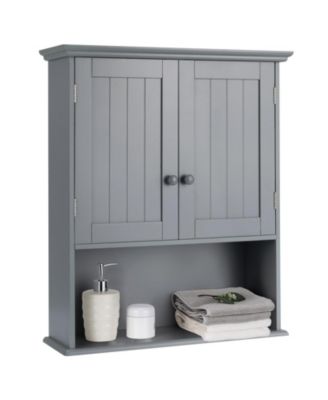 2-Door Wall-Mount Bathroom Storage Cabinet with Open Shelf