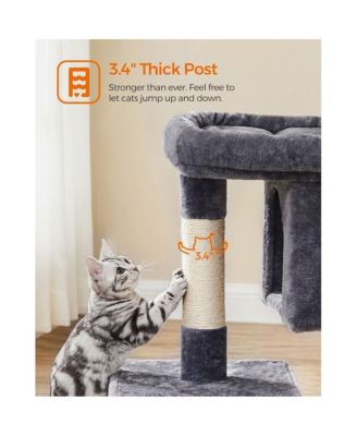 26.4-Inch Cat Tower with 2 Cat Caves, Scratching Posts, Compact Indoor Cat Tree