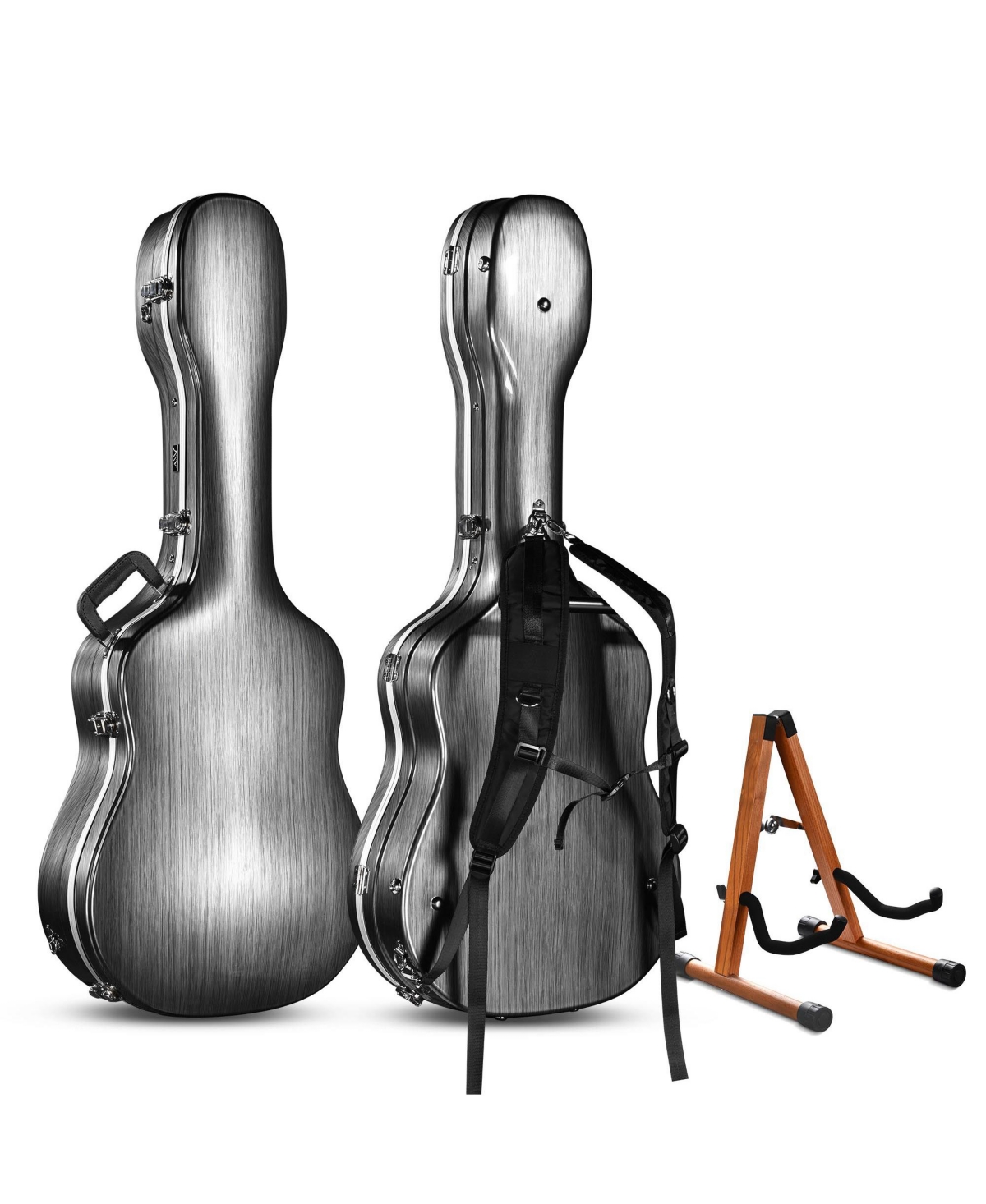 Yescom Abs Acoustic Guitar Case with Backpack Straps & Stand Kit Fits for 41" Lockable Hardshell Carrying Case
