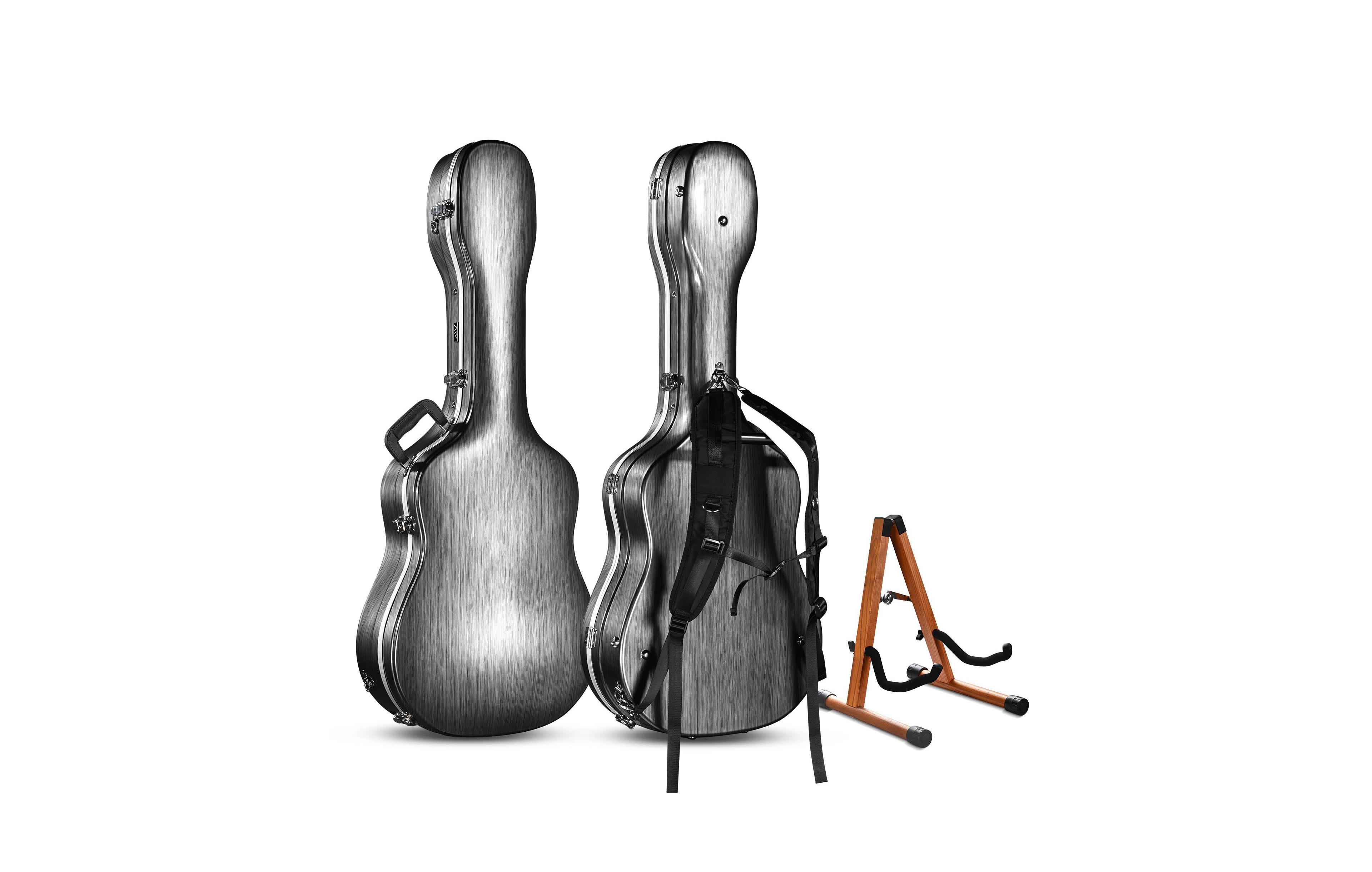 Yescom Abs Acoustic Guitar Case with Backpack Straps & Stand Kit Fits for 41" Lockable Hardshell Carrying Case