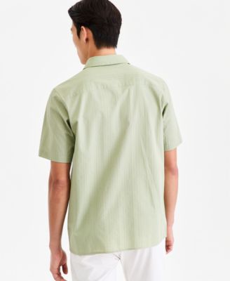Men's Short-Sleeve Solid Texture Shirt