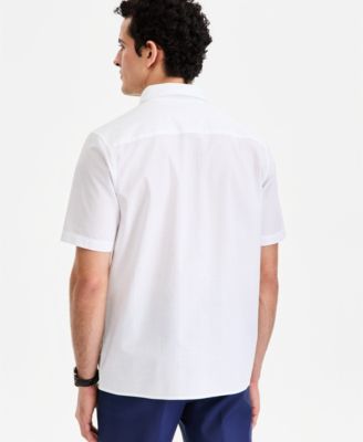 Men's Short-Sleeve Solid Texture Shirt