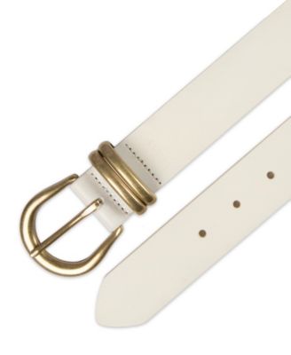 Women's Double Metal Loop Leather Belt