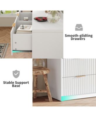 9 Drawer Dresser for Bedroom, Large Fluted Chest of Drawers, Wood Dressers Storage Organizer