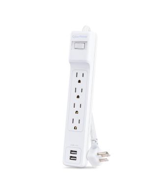 P406U 4-Outlet Home/Office Surge Protector with 2x USB-A Port, White