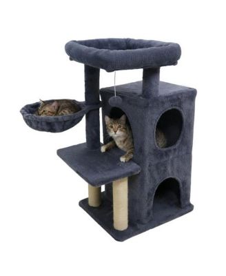 33.5" Cat Tree with 2 Tier Condo, Sisal Posts & Anti Toppling Device