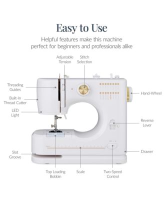 55-Piece Sewing Machine Kit for Beginners, w/ 16 Stitch Patterns, Double Stitching