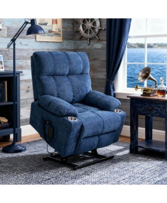 Dual Motor Infinite Position Up to 350 LBS Chenille Power Lift Recliner Chair