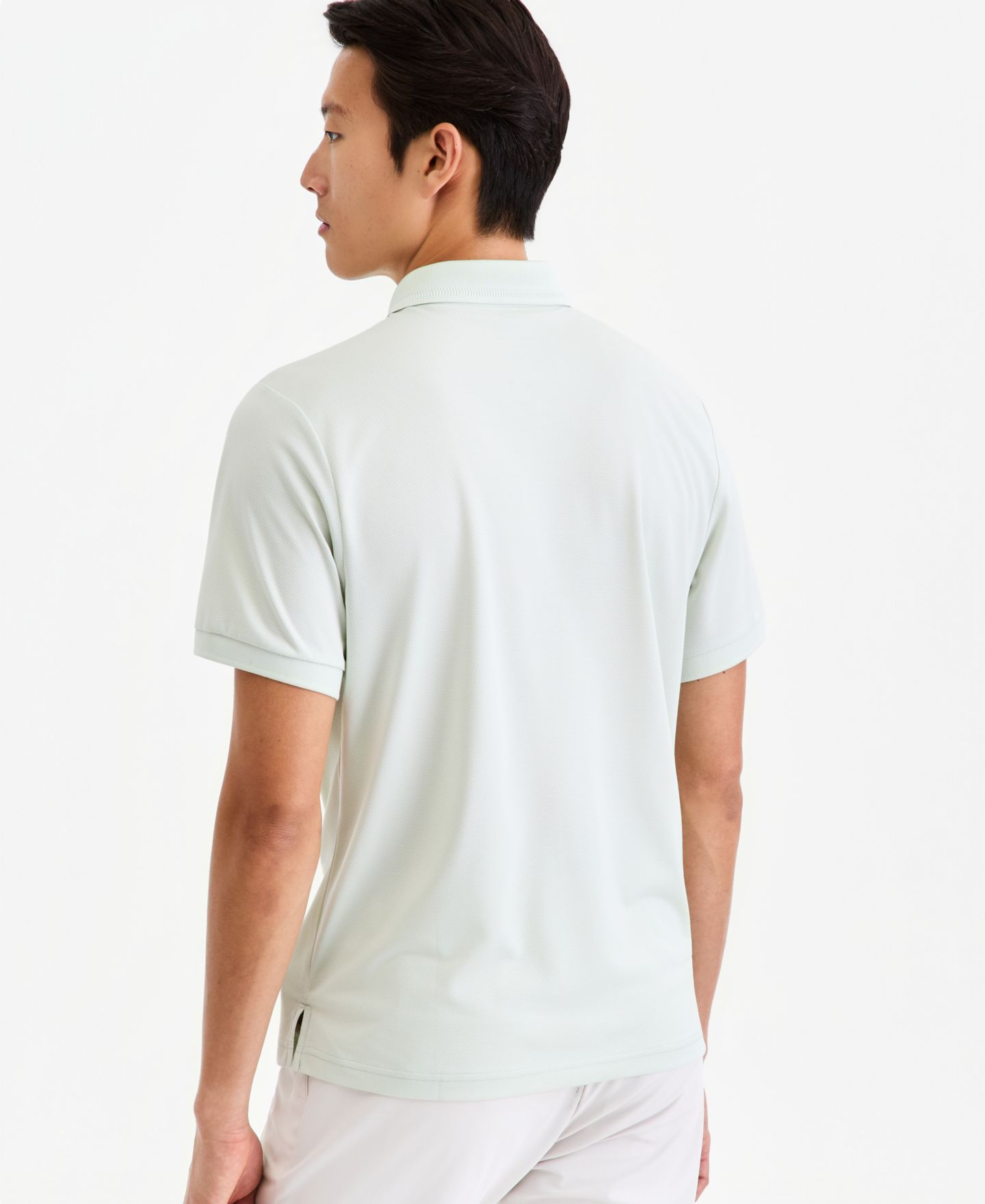 Мужское поло Alfani Ottoman Short Sleeve Textured Quarter-Zip Polo Shirt, цвет: Глубокий чёрный — фото 4