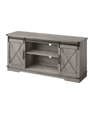 59" Farmhouse TV Stand for 65" TVs, Media Console with Sliding Barn Doors & Adjustable Shelves
