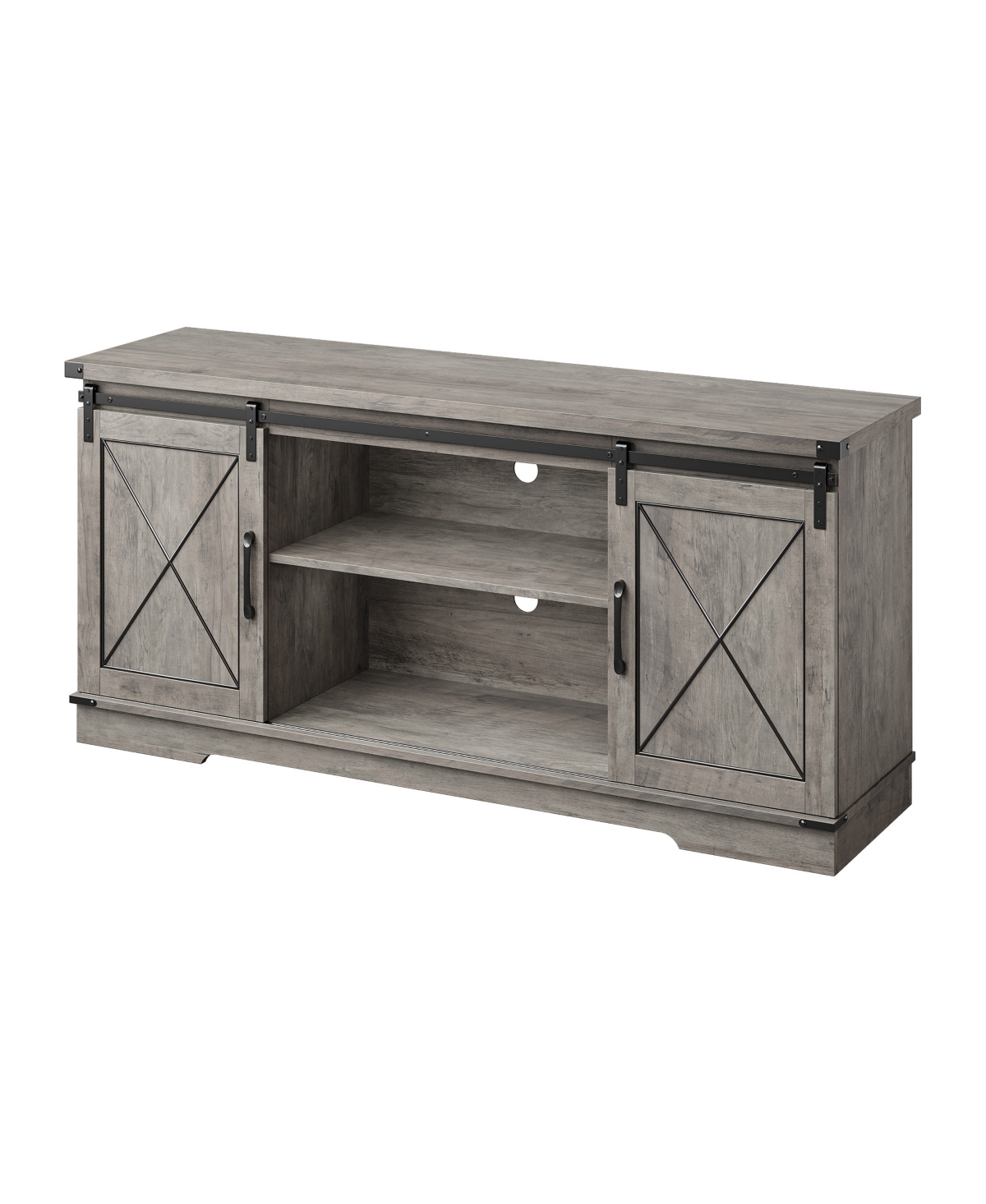 Gaomon 59" Farmhouse Tv Stand for 65" TVs, Media Console with Sliding Barn Doors & Adjustable Shelves