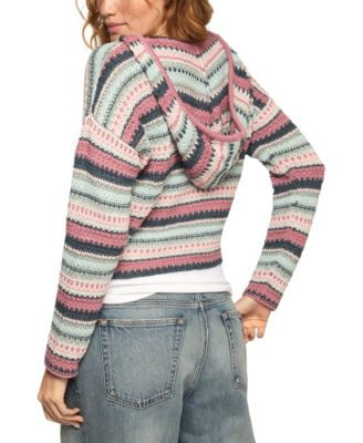 Women's Crochet Baja Striped Hoodie